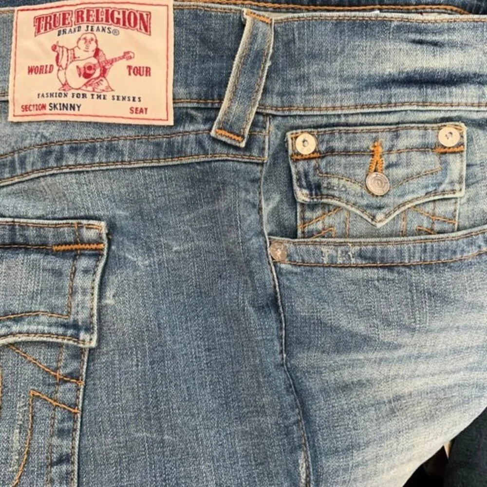 True Religion Blue Flap Pocket Skinny Leg Jeans Men 46